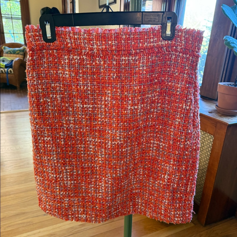 Ann Taylor Tweed Skirt, Tangerine, Size 8